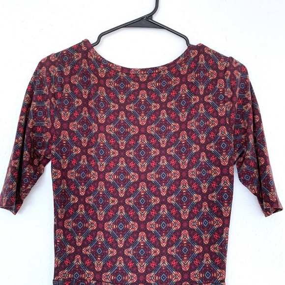 LuLaRoe Red Yellow Diamond Print Nicole Dress - Picture 7 of 8